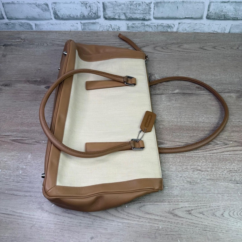 Vintage Coach Bonnies Legacy Linen Canvas Satchel Bag Camel 9435 - Picture 8 of 12